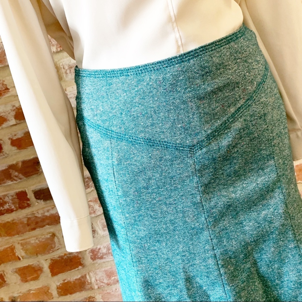 Loft Tulip Tweed Teal Skirt 0 - Picture 3 of 8